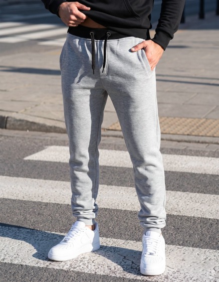 Pánske tepláky šedé s pevným pásom