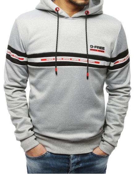 Pánska mikina s kapucňou svetlo šedá BX4348