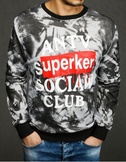 Pánská mikina s potiskem světle šedá BX4446