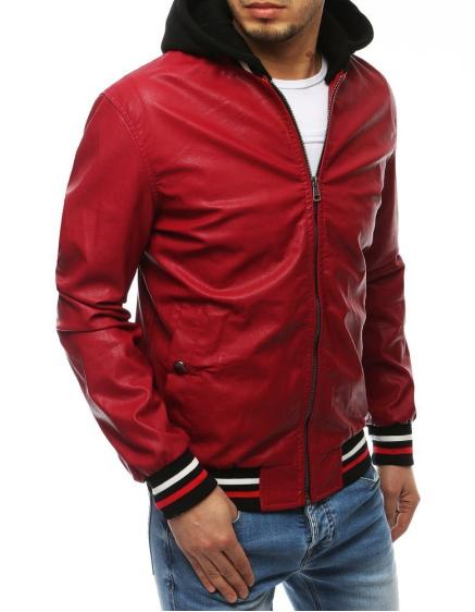 Pánska prechodná kožená bunda červená