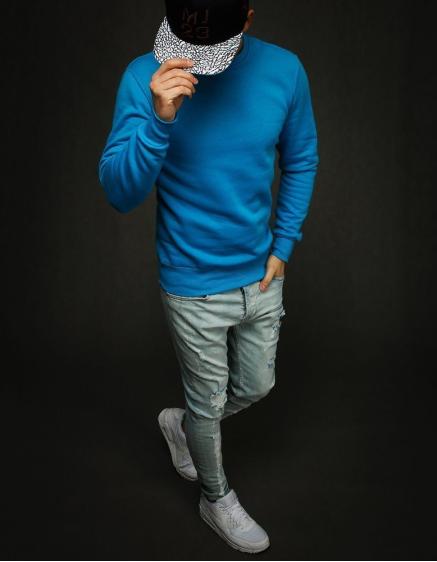 Pánská mikina jednobarevná modrá BX4509