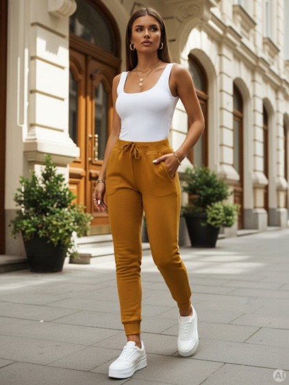 Dámske športové tepláky FITS hnedé – fotografie produktu 2