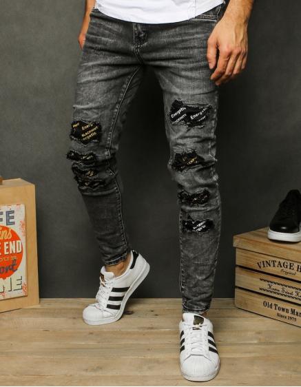 Pánske nohavice riflové tmavo šedé UX2608