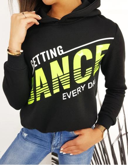 Dámská mikina s kapucí a potiskem DANCE černá 