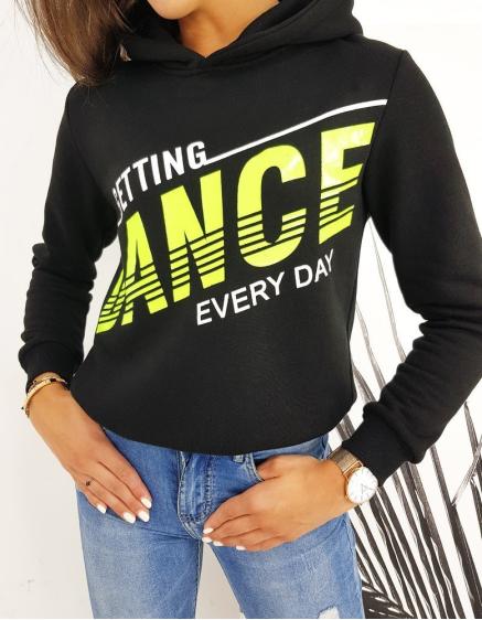 Női kapucnis pulóver DANCE fekete nyomtatással