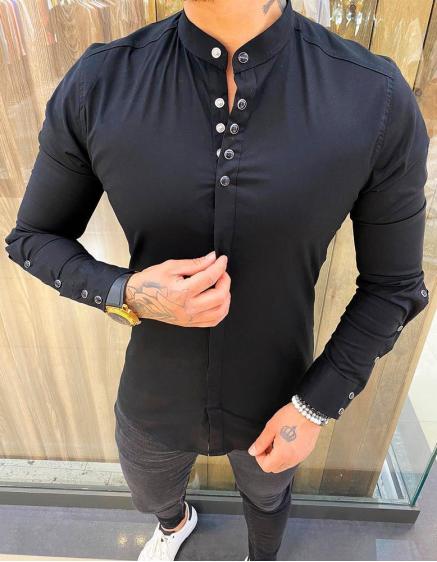 Pánska košeľa s dlhým rukávom čierne DX1896