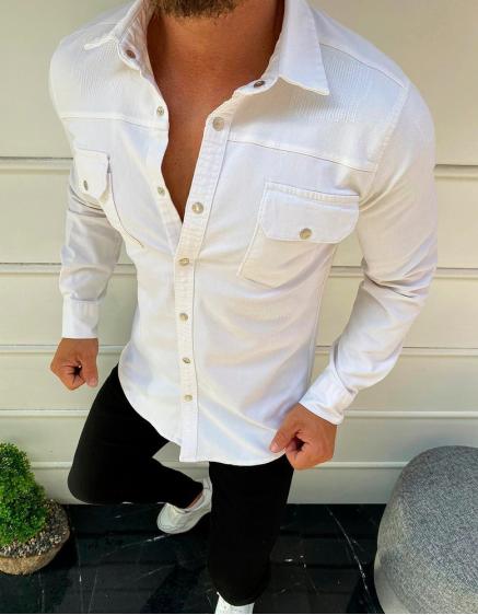 Pánska košeľa s dlhým rukávom biela DX1919