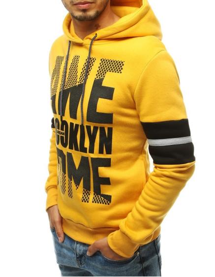 Férfi kapucnis pulóver sárga bx4609