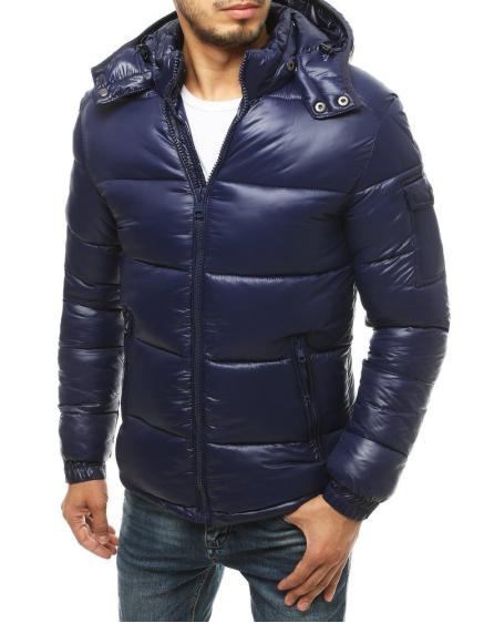 Pánska bunda prešívaná s kapucňou modrá tx3471