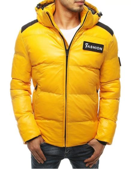 Pánska bunda zimná s kapucňou prešívaná žltá tx3448