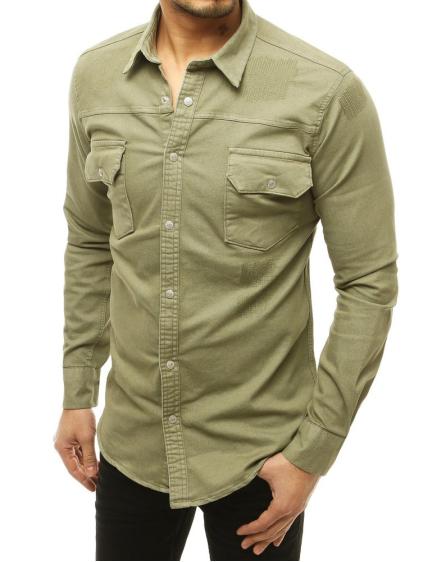 Férfi hosszú ujjú ing olíva