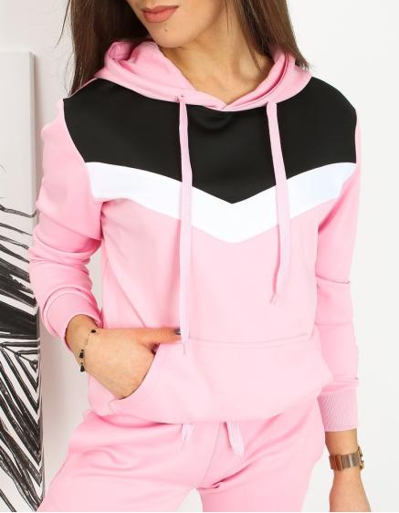 Női kapucnis pulóver NESSI rózsaszín mintával