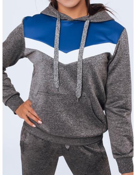 Női kapucnis pulóver mintás NESSI szürke