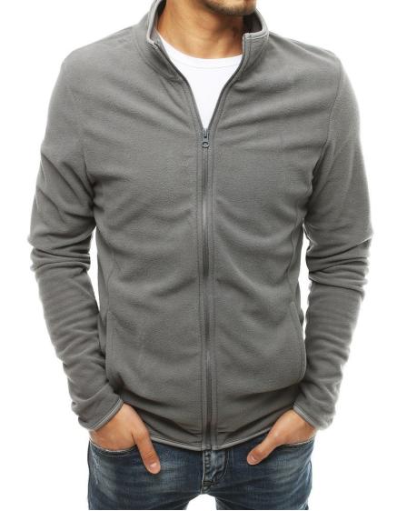 Pánská mikina na zip světle šedá