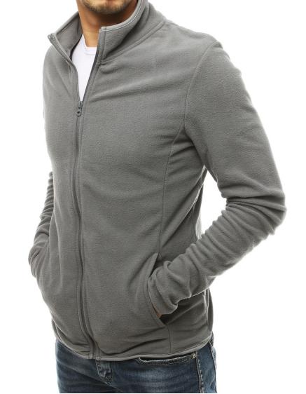 Pánská mikina na zip světle šedá
