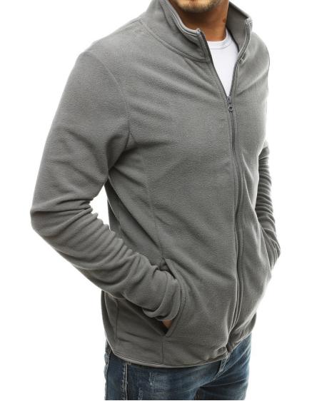 Pánská mikina na zip světle šedá