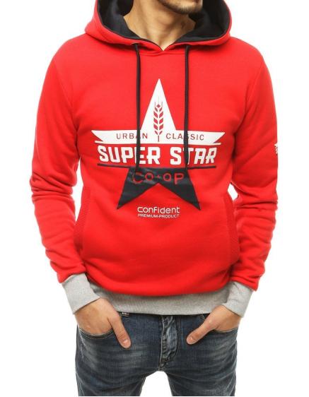 Férfi kapucnis pulóver, piros, nyomtatással