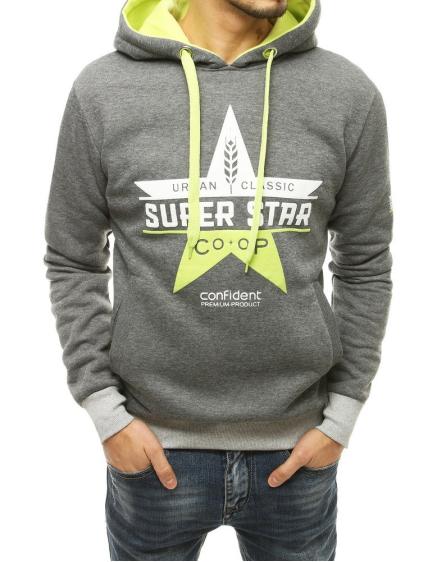 Pánska mikina s kapucňou, sivá s potlačou
