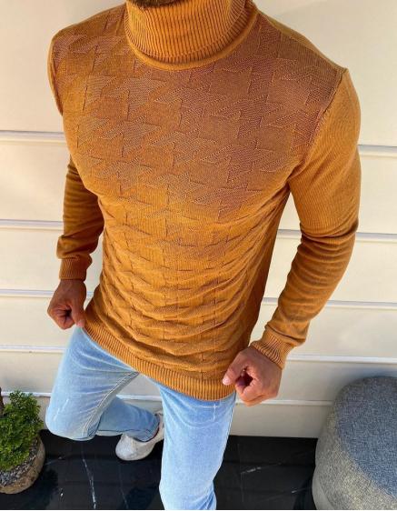 Férfi garbó pulóver kaméliával