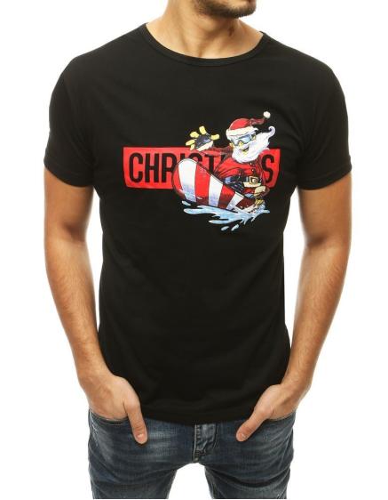 Pánské vánoční tričko s potiskem černá