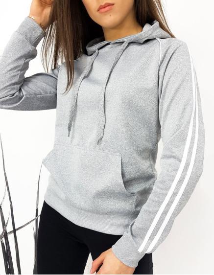 Dámská mikina s proužky LAMI světle šedá 