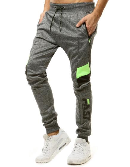 Pánske tepláky s potlačou šedej ux2863