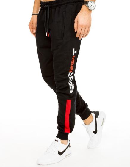 Pánské tepláky s potiskem černé ux2875