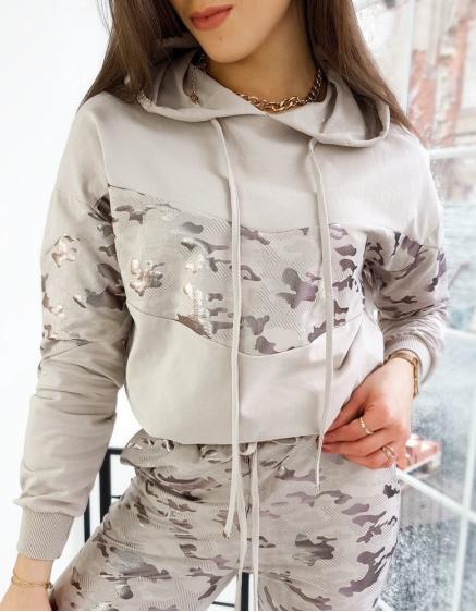 Dámska mikina so vzorom EVA II béžová