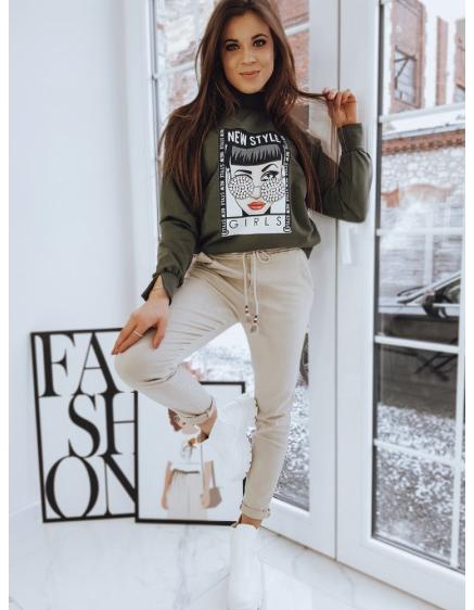 Női pulóver RONNIE khaki színben