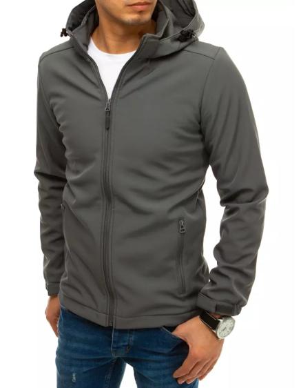 Pánska bunda softshell s kapucňou šedá SPORT