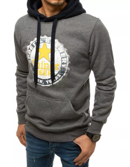 Pánská mikina s potiskem a kapucí šedá BEER