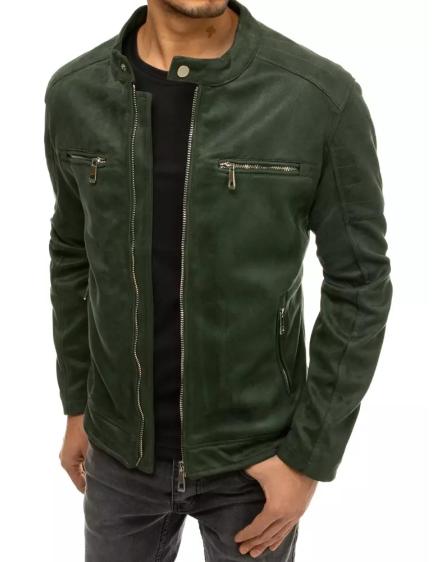 Pánská koženková bunda přechodová zelená LIGHT