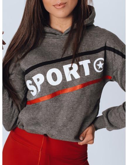 Dámská mikina s kapucí a potiskem tmavě šedá DESS 