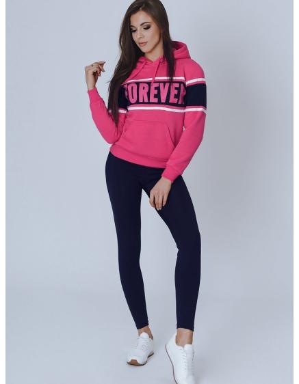 Dámská mikina s potiskem a kapucí růžová FOREVER 