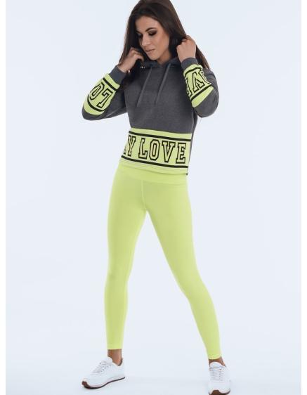 Női nyomtatott kapucnis pulóver sötétszürke LOVE