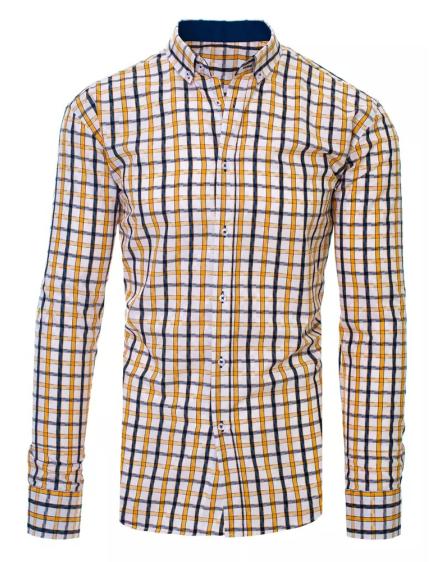 Pánská bílá barevná kostkovaná košile