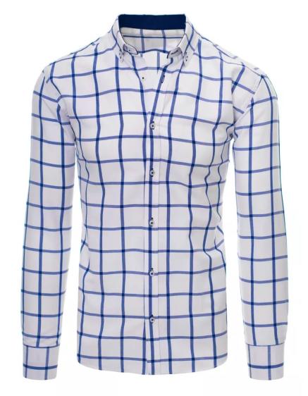 Férfi fehér kockás ing sötétkék kockás inggel
