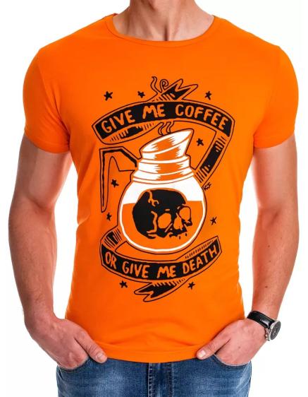 Férfi nyomtatott póló narancssárga COFFEE
