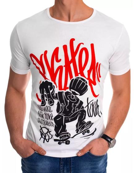 Férfi póló nyomtatott fehér SKATE