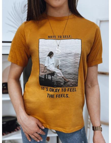 Dámske tričko s potlačou THE FEELS žltá