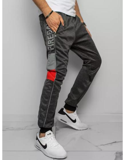 Pánske tepláky s potlačou tmavo šedej FIREBALL