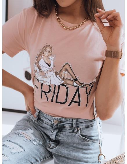 Dámské tričko s potiskem FRIDAY růžová