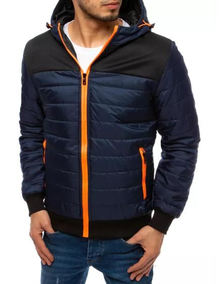 Férfi tavaszi steppelt dzseki kapucnival kék BOLD