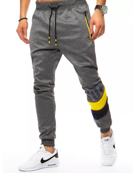 Pánske tepláky s potlačou šedej UP