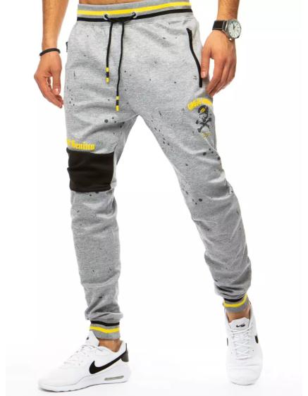 Pánske tepláky s potlačou šedej GENIUS