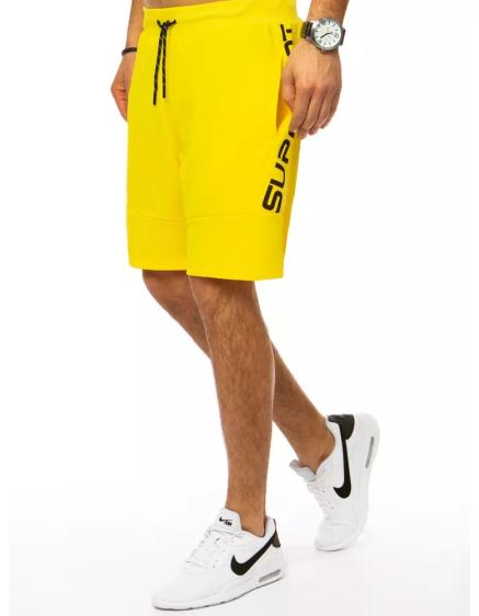 Pánské kraťasy s potiskem žluté SUPER