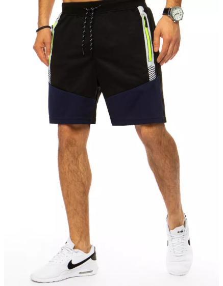 Férfi nyomtatott rövidnadrág fekete STRIP