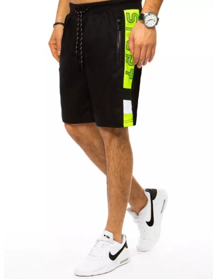 Férfi nyomtatott rövidnadrág fekete SPORT