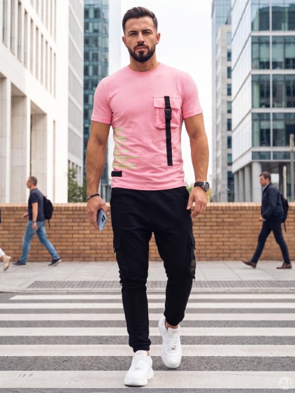 Pánské souprava triko a joggery růžová