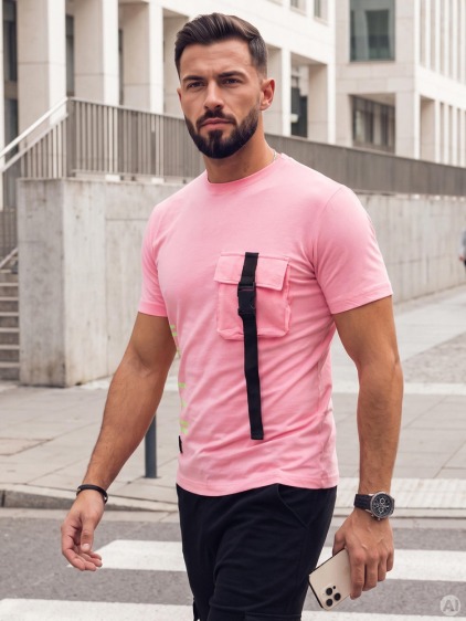 Pánské souprava triko a joggery růžová – fotografie produktu 2